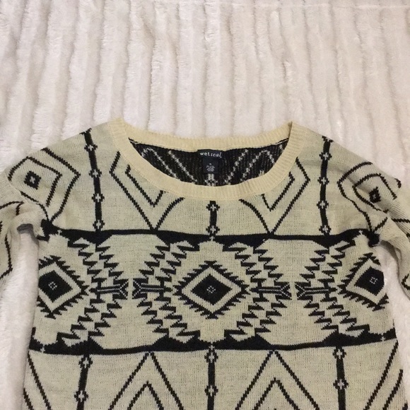 Aztec design sweater wide neck hippy boho top - Picture 2 of 6